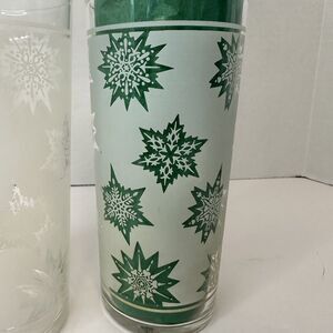 Federal Glass White Satin Frost Snowflake Starburst Highball Glasses PAIR(2) VTG